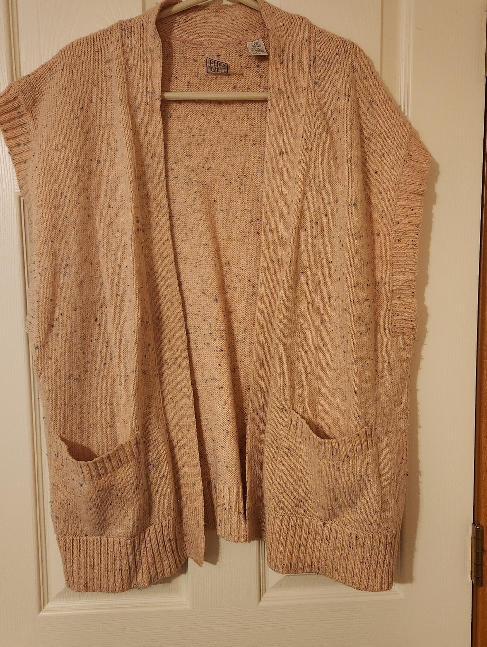 Vtg Peter Ashley Unlimited Womens Sweater Cardigan Vest Size 2X Peach Wool Blend